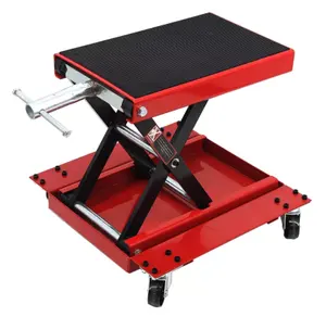 Rộng boong xe máy Scissor Lift Jack với Dolly và tay quây xe đạp nhà để xe sửa chữa hoist đứng