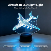 Lámpara de Escritorio LED USB con Control Remoto Táctil, Luz Nocturna 3D de ABS del Avión AN225, Modelo de Aviación Decorativo, Ecológico y Regulable