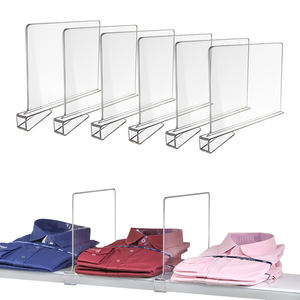 6 pièces d'organisateurs de rangement transparents <span class=keywords><strong>pour</strong></span> vêtements, séparateurs sans perçage <span class=keywords><strong>pour</strong></span> armoires et tiroirs, diviseurs d'étagères de bibliothèque peu encombrants - Product Image 4