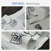 Robe longue décontractée pour femme, imprimé floral blanc et bleu, manches courtes, col en V, vente en gros, OEM, ODM, marque privée, usine