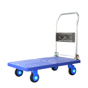Ripiegabile del volume d'affari del carico con pianale di plastica blu fino alla capacità massima di 500kgs 4 ruote carrello per la movimentazione dei materiali - Product Image 1