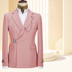 Herenpakken <span class=keywords><strong>2</strong></span> Stuks Slim Fit Set Metalen Gesp Custom Prom Trouwpakken Voor Heren Smoking Pakken Speciale Knoop Ontwerp Blazer Broek + Broek - Product Image 5