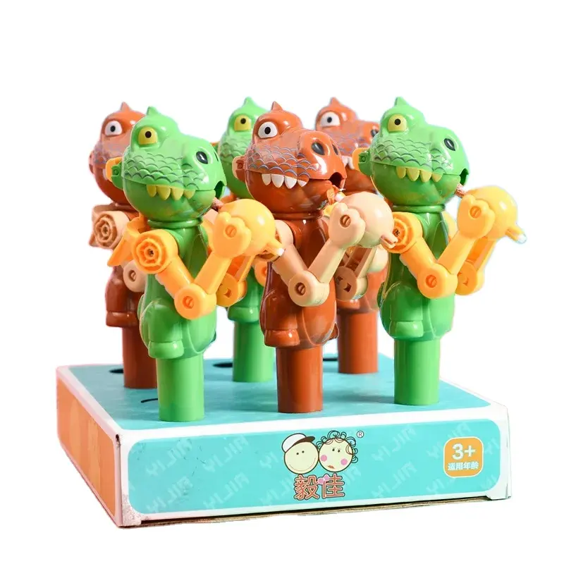 カスタムパッケージキッズおもちゃガンキャンディーさまざまな色フルーツフレーバーハロウィーンの子供恐竜ロボット甘いロリポップおもちゃキャンディー