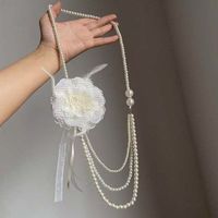 Chaîne de pull vintage 12 couleurs avec perles, fleurs et pampilles multicouches, longue chaîne de pull de luxe, collier de style français, bijoux de luxe