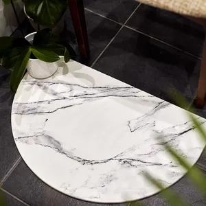 2023 Modern Natural Marble Style Fast Drying Non Slip Bathroom Diatomite Stone Shower Rug Bath Mats