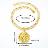 Collar con Colgante de Medallón Giratorio Plateado de Moda con Cadena Cubana de Diamantes de Imitación para Entusiastas del Hip Hop y la Moda Urbana