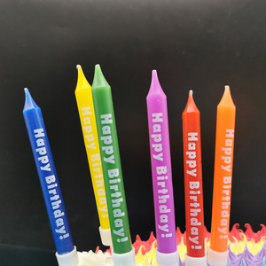 卸売マカロンカラープリント誕生日キャンドル、創造的なプリント文字入りハッピーバースデーキャンドル（台座付き） - Product Image 2