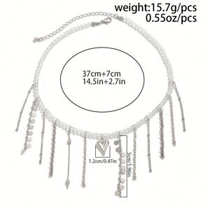 Collier Pendentif Polyvalent en Alliage de Perles avec Pompons Perlés, Longueur Réglable pour Femmes et Filles, Personnalisé et Minimaliste - Product Image 5