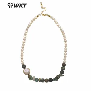 WT-JN122 Wkt 14 Inch Lange Parel Ketting Hand Maken Streng Kralen Ketting Kantoor Dame Witte Parel Steen Choker Ketting