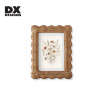 Cadre photo en rotin tressé ondulé style bohème DX Designs, 4x6, 5x7, 8x10 pouces, rustique, pour table, décoration intérieure