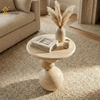 Table d'appoint en travertin YUSHI pour salon et chambre à coucher, forme irrégulière, mobilier de maison pour projets de design haut de gamme