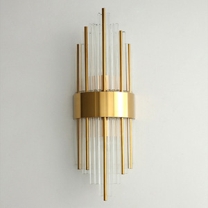 Lámpara <span class=keywords><strong>de</strong></span> <span class=keywords><strong>Pared</strong></span> <span class=keywords><strong>de</strong></span> Lujo para Sala <span class=keywords><strong>de</strong></span> Estar, Iluminación Decorativa <span class=keywords><strong>de</strong></span> Cristal, Aplique <span class=keywords><strong>de</strong></span> <span class=keywords><strong>Pared</strong></span> Dorado <span class=keywords><strong>de</strong></span> Acero Inoxidable para Pasillo Interior - Product Image 4