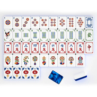 Ensemble de Mahjong Américain de Luxe Personnalisé Bleu Héritage avec Tuiles en Acrylique Gravées, Tapis, Supports et Table – Cadeau Idéal pour le Divertissement