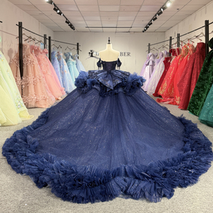 Vestidos de Quinceañera con Lentejuelas y Borlas Azul Marino, Modelo 1559 - Product Image 4