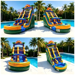 Tobogán Acuático Inflable de Grado Comercial con Piscina Extendida y Decoración de Palmeras para <span class=keywords><strong>Alquiler</strong></span> en Parques de Diversiones Locales - Product Image 4