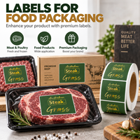 Étiquettes alimentaires personnalisées pour steak, autocollants en rouleau BOPP blancs, adhésifs, pour l'emballage de viande fraîche et de produits congelés, avec impression personnalisée