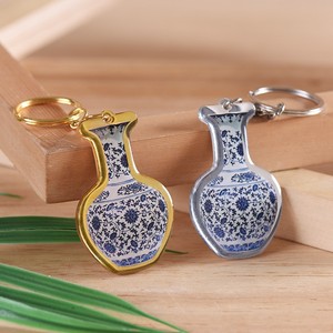 Acrylic UV Printed Plastic Keychains with Gold & Silver Lenses Customizable Epoxy Pendant for Anime Peripheral Products