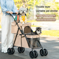 Pet Voyage En Plein Air Poussette Pour Chien Chat Chariots Petit Chien Double Couche Poussettes Pour Animaux De Compagnie