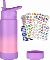 Bouteille d'eau portable de sport pour enfants avec paille, motif dégradé, style américain, en acier inoxydable 304
