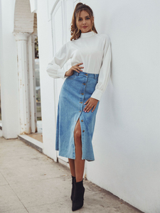 2024 New Fashion Denim Jean <strong>Skirt</strong> Women Light Blue Jean <strong>Skirts</strong> High Hip Circumference Jean <strong>Skirt</strong> for Lady - Product Image 4