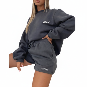 2025 sweats à capuche surdimensionnés de haute qualité pour femmes personnalisés avec logo couleur unie manches courtes nouveau style produit OEM - Product Image 1