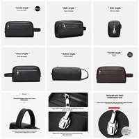 Sac à main vintage en cuir PU pour homme, grande capacité, étanche, pochette de toilette, organisateur, avec cadenas à combinaison, pour affaires