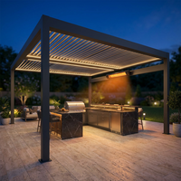 Pergola automatique de luxe à lames orientables en aluminium pour espace barbecue et espace de vie extérieur, gazebo à lames en aluminium