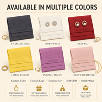 Pochette carrée à rabat en microfibre suédée colorée avec logo personnalisé en relief, emballage de luxe pour bijoux, boucles d'oreilles, bagues, cadeaux, sac en microfibre