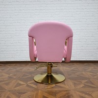 Fauteuil de Barbier Inclinable Moderne en Cuir Synthétique de Luxe avec Pompe Hydraulique Professionnelle et Cadre Doré pour Usage Commercial en Salon
