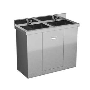 Évier de cuisine double en acier inoxydable avec armoire, design industriel pour cuisines commerciales - Product Image 1