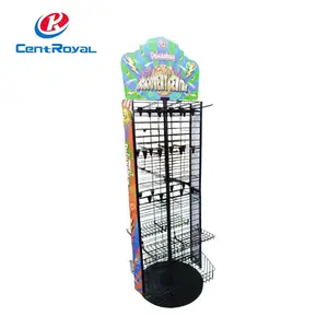 Custom Metal Wire 2 Sides Rotating Retail Store Toy Display Rack Hanging Stationery Stand Advertise Supermarket Display Rack