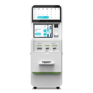 Kiosque en libre-service avec écran tactile capacitif 19'' + 25'', clavier à code, lecteur de carte et paiement, roues universelles 360° - Product Image 1