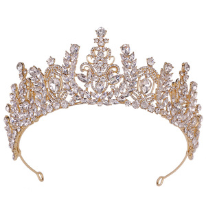 Diadème de Mariage et Anniversaire pour Femme en Alliage Plaqué Or avec Cristaux Élégants et Coraux, Couronne de Reine de Bal, Diadème de Princesse pour Concours de Beauté - Product Image 4
