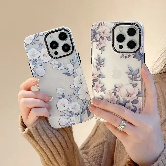 Luxury IMD Flower Printing Clear TPU PC Mobile Phone Case New Design for iPhone 17 Air 16 11 12 13 14 Plus 15 Pro Max