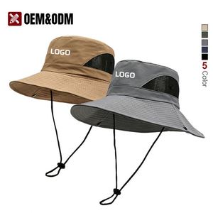 Customized logo Adjustable Mesh Breathable Outdoor Fisherman Hat Sport Unisex Wide Brimmed <b>Sunscreen</b> Summer Leisure Bucket Hats - Product Image 1