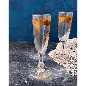 Flûtes de luxe Saint Louis, paire, design en cristal et métal avec applications en or pur, logo personnalisé, jetables pour bar à vin, usage domestique - Product Image 4