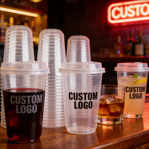 Gobelets à vin et à cocktail en plastique personnalisés de 32 oz (500 ml) à paroi simple de 90 mm avec couvercles pour les événements festifs - Product Image 1