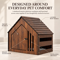 Maison pour chat et chien en bois massif confortable et moderne, meuble d'intérieur pour animaux de compagnie avec porte et aérations pour salon