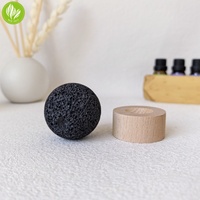 Boule de roche naturelle de lave volcanique Pierre passive Diffuseur de parfum Diffuseur de parfum avec base en bois