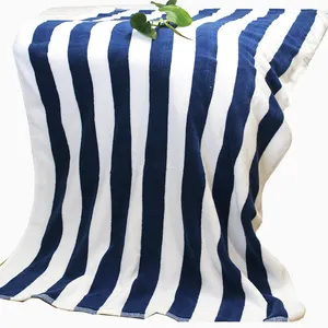 Hotel 100% Baumwolle Schwimmbad Handtuch Blue & White Streifen Strand tuch