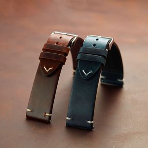 Bracelet de montre en cuir pleine fleur italien, en cuir de veau imperméable, plusieurs couleurs et tailles, cuir huilé vintage - Product Image 2