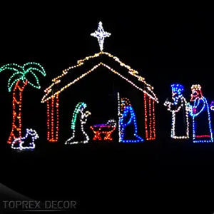 Décorations de noël en gros, ensembles de nativité éclairés