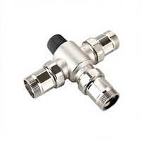 Vanne de mélange thermostatique manuelle à trois voies Xingfu, filetage externe, ABS noir imprimé, commande de température 40°C, volant OEM |   57-3 Eau