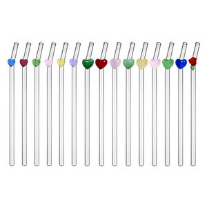 Многоразовые цветные стеклянные трубочки для напитков ко Дню святого Валентина, экологически чистые, для баров и любителей напитков, оптовая упаковка - Product Image 1