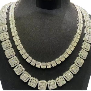 Wholesale Custom Tennis Punk <b>Necklace</b> Men Women 925 <b>Silver</b> VVS Moissanite Brilliant Cut Box Chain Customizable Color Claw - Product Image 4