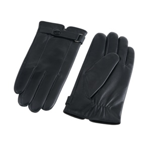 Gants d'hiver en peau de mouton de haute qualité, longs gants en cuir noir pour hommes à la mode et doux, avec un design simple - Product Image 3