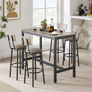 Quán Rượu bàn và quầy bar Phân bàn ăn 5 miếng đặt phong cách công nghiệp 4 ghế da - Product Image 2