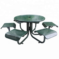 Ensemble de table et chaises d'extérieur en métal perforé 6 places avec trou pour parasol, table et chaises en acier pour l'extérieur