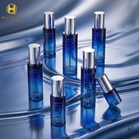 Set Botol Kaca Buram Bulat Kustom, Wadah Perawatan Kulit Mewah untuk Lotion, Krim, Serum, Esens