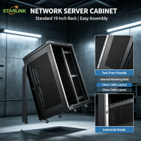 Rak Server Jaringan Baja 15U 19 Inci untuk Pemasangan di Dinding, Kabinet Pusat Data dari Produsen Starlink